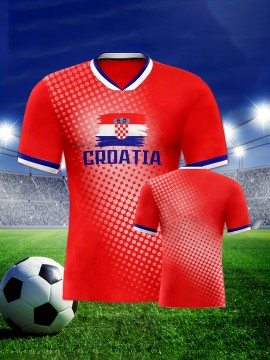 Croatia Country Home Soccer Jersey T-shirt, Professional Sports Fabric Women's Creative Pattern Print, As Gifts For Sports Fans