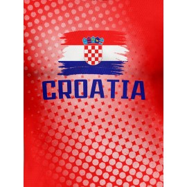 Croatia Country Home Soccer Jersey T-shirt, Professional Sports Fabric Women's Creative Pattern Print, As Gifts For Sports Fans