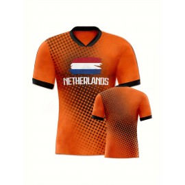Netherlands Country Home Soccer Jersey T-shirt, Professional Sports Fabric Women's Creative Pattern Print, As Gifts For Sports Fans
