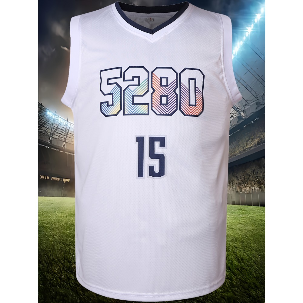 Men'S Basketball Suit # 15 White Basketball Sports Suit S-XXXL