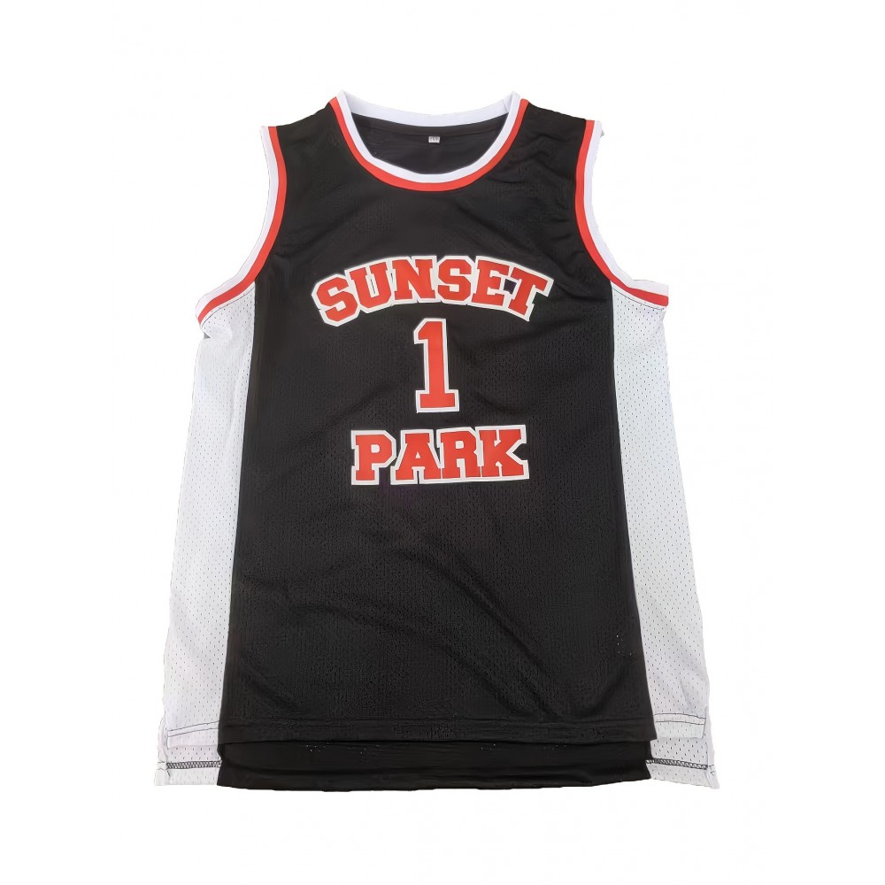 1 Basketball Jersey, Black Basketball Shirt For Training Competition, Sports Uniforms Suitable For Summer Black S-3XL