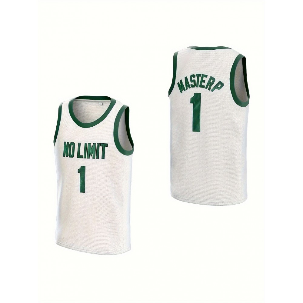 White Basketball Suit Embroidered V-neck Men's Sports Vest Polyester Mesh Training Suit S-3XL