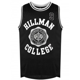 Men's #9 Embroidered Basketball Jersey - Retro Style Polyester Sports Shirt, Round Neck, Loose Fit, Black & White, S-3XL for Team Sports & Casual Wear