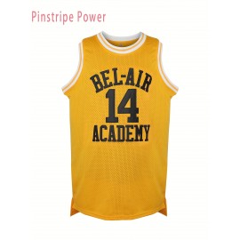 Men's Polyester Basketball Jersey # 14 Yellow V-neck Sports Vest, Breathable And Comfortable, Slightly Elastic Knitted Fabric Suitable for Casual Training, Beach And Weekend Wear, Suitable for Adult Couples S-3XL