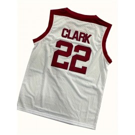 1pc Dowling Catholic Men's Basketball Jersey - #22, V-Neck, Sleeveless Athletic Top in White with Red Accents, Breathable Polyester, Loose Fit for Team Sports & Outdoor Activities, Machine Washable