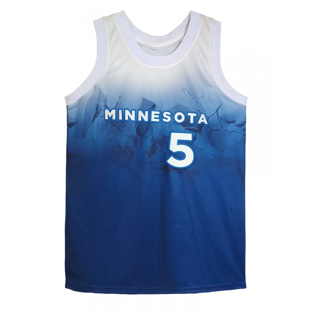 Men'S #5 Blue Basketball Jersey, Letter Embroidery Breathable Round Neck Sleeveless Sweatshirt Training Competition Sports Uniforms Suitable For Summer