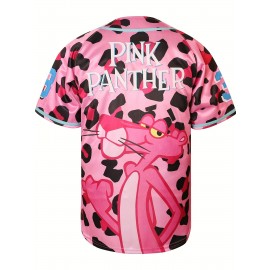 Pink Panther Baseball Jersey For Men, 90s Hip Hop Stitched Sports Fan Clothing For Party White Pink Purple S-3XL