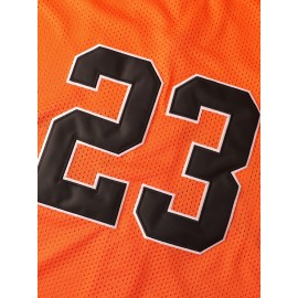 Men's #23 Orange Embroidered Baseball Jersey - V-Neck Loose Fit Polyester Shirt with Black Accents, Breathable & Durable for Casual, Team Sports, Outdoor Activities (S-3XL), Casual Streetwear, Sporty Look, Embroidered Detailing