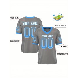 Customizable Plus Size Football Jersey - Personalized Name & Number, Vibrant Orange & White Striped Design, V-Neck Short Sleeve for Women'S Outdoor Sports, Team Uniforms, Summer Athletic Wear, Sporty Clothing, Durable Sportswear