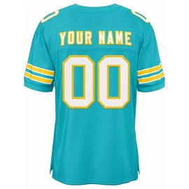 Customizable Football Jersey - Personalized Name & Number, V-Neck, Short Sleeve, Breathable Mesh Fabric, Team Colors with Bold 