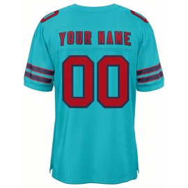 Customizable Football Jersey - Personalized Name & Number, V-Neck, Short Sleeve, Breathable Mesh Fabric, Team Colors with Bold 