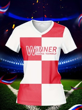 Customizable Women's V-Neck Soccer Jersey - Personal Name & Number, Breathable Polyester, Quick-Dry Sports Top for Team Training & Casual Wear, Sports Training Top | Customizable Soccer Shirt | Smooth Fabric Shirt