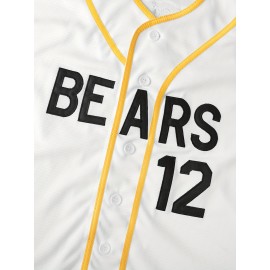 Bad News Bears 3 Varsity Jersey - Classic 1976 Movie Style, Black & Yellow with Orange Accents, Button-Up Front, Moisture-Wicking Polyester, Sizes S-XL for Boys & Girls, Youth Sports Apparel | Sporty Youth Outfit | Polyester Fabric