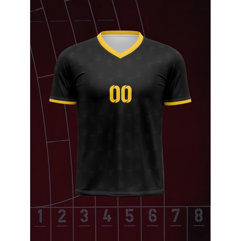 1pc Customizable Kids Soccer Jersey - Polyester V-Neck Football Top with Personalized Name & Number, Medium Stretch, All Over Print, Casual Sports Style for Boys & Girls, Perfect for Training, Beach, Weekend, Birthday - Knit Fabric, Regular Fit