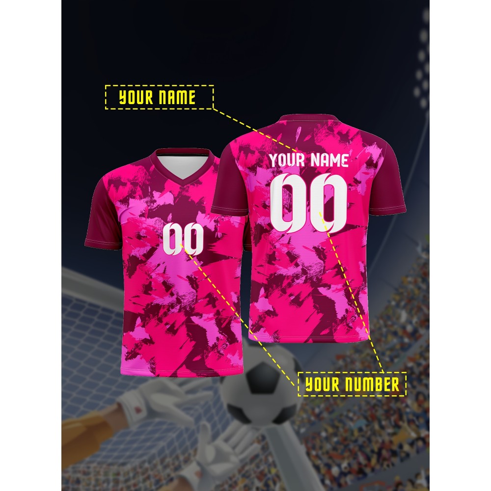 V-neck children's football shirt tops with custom name and number comfortable fit sports leisure outdoor running