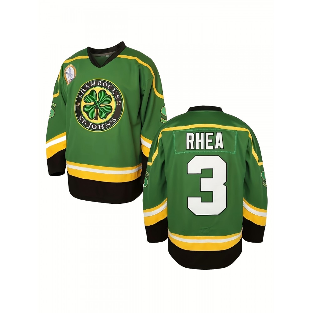 3 Ross The BOSS Rhea Hockey Jersey for Men, ST John's Shamrocks Stitched with EMHL Patch Green Black