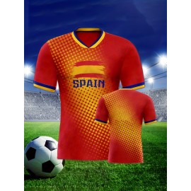 Professional Sports Fabric Men'S Creative Pattern Print Country Home Soccer Jersey T-shirt