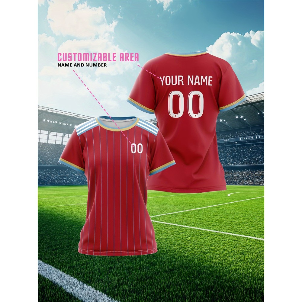 Custom-made large-sized football shirts for women, with custom names and numbers, breathable fabrics for sports, team events, and casual use