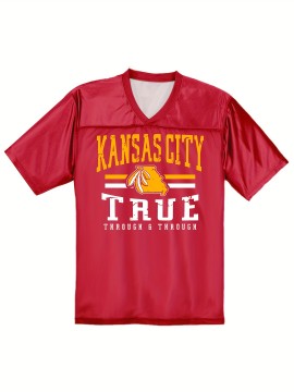 Team Spirit Wear| Women's Kansas City #15 Red Jersey - 100% Polyester V-Neck Sports Shirt with 