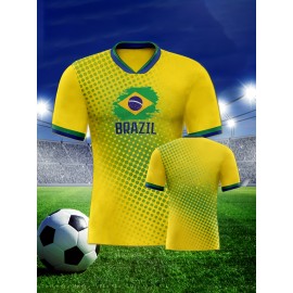 Professional Sports Fabric Women's Creative Graphic Print South American National Team Football Jersey T-Shirt, As Gifts For Sports Fans